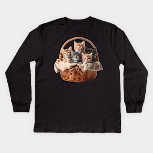 Kittens in a basket Kids Long Sleeve T-Shirt